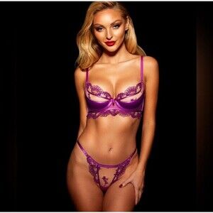 NEW Honey Birdette Madison Amethyst Bra Size 34C+ Small Thong